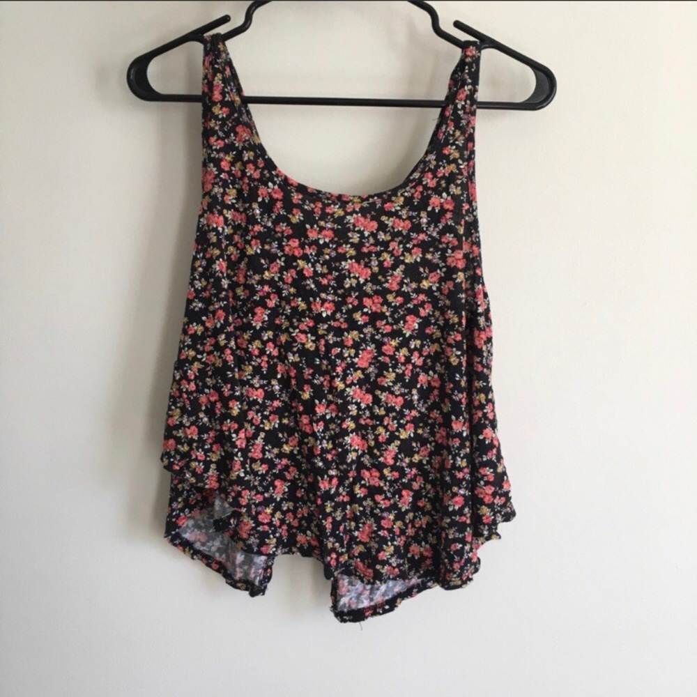 NWOT Floral Tank with Bow on Back